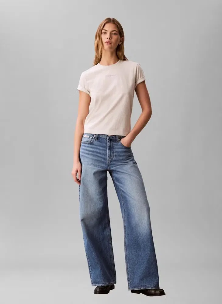 Футболка классическая с логотипом Calvin Klein, серая — фото 4