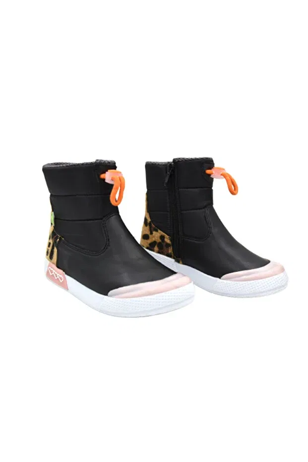 Детские ботинки для девочек с принтом Teddy zippered thermo non-slip sole children's boots Dudino, Black White — фото 2
