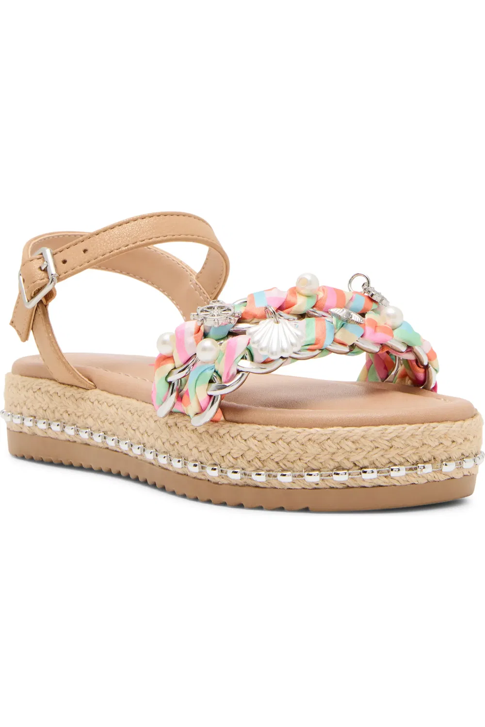 Детские сандалии платформа с лентами Jgizmo Steve Madden, Pink/Green Multi