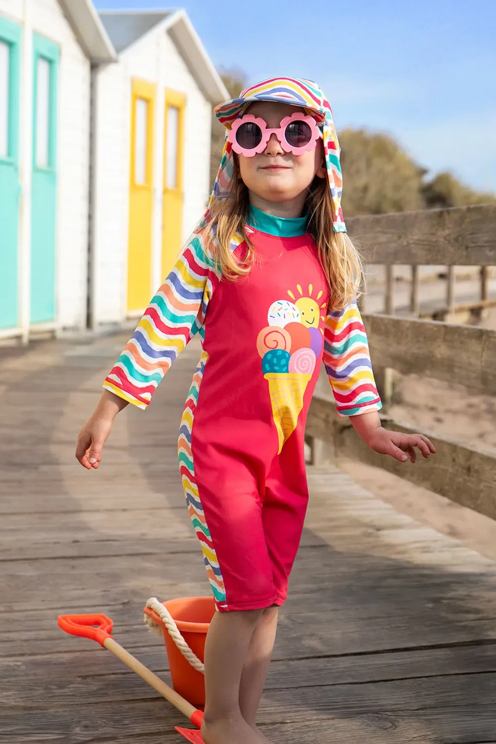 Детский костюм для защиты от солнца Little Sun Safe Suit Frugi, Pink — фото 2