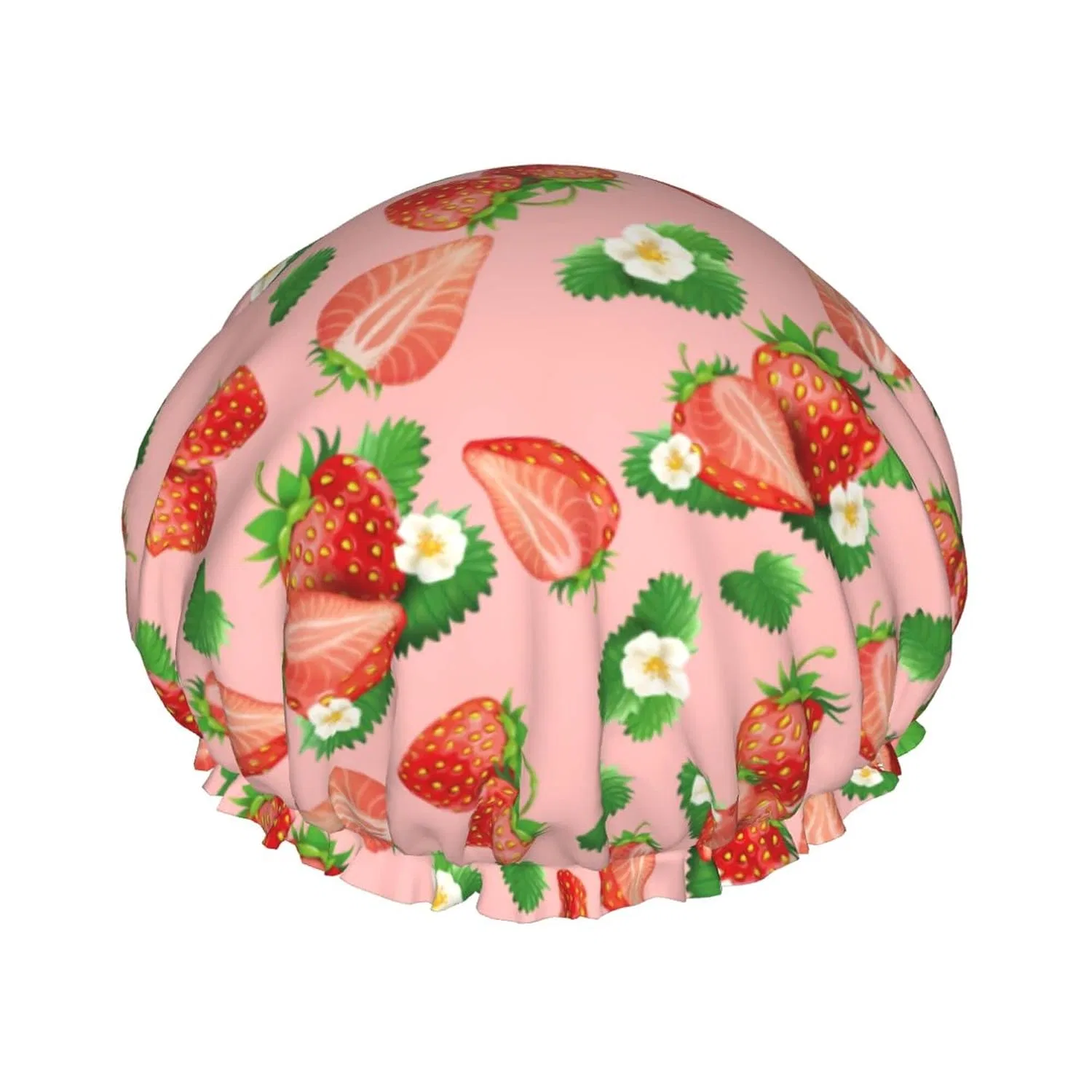 Шапочка для душа Red Strawberry Flower, Oudrspo, Double Layer, One Size