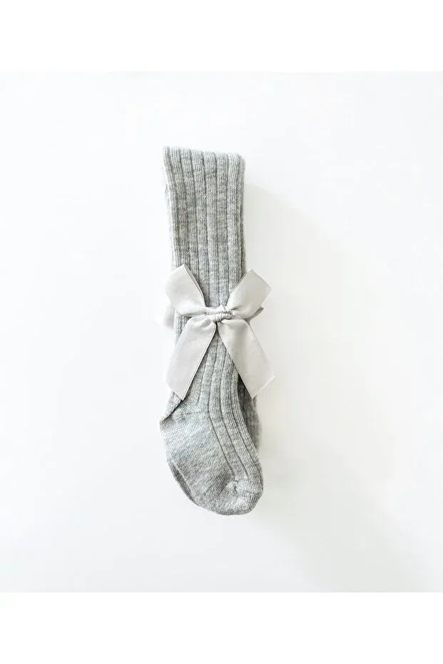 Детские колготки для девочек с бантом Colored Baby, Gray