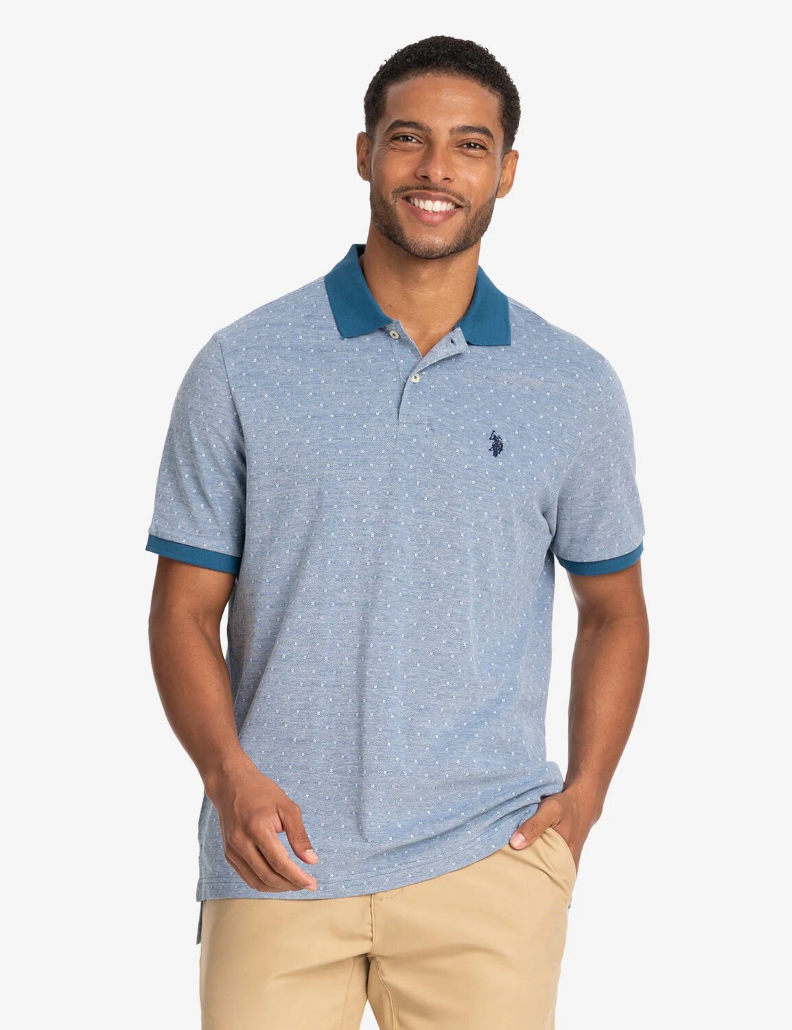 

Футболка поло U.S. Polo Assn. Jacquard Birdseye Pique, синий