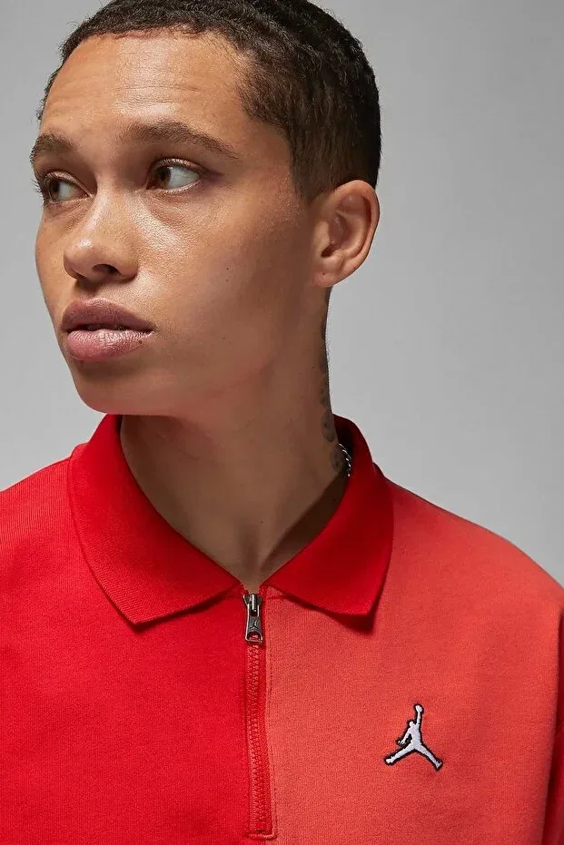 Женская футболка свободного кроя с молнией Jordan Flight Loose Fit 1/4 Zip T-Shirt Nike, Red — фото 3