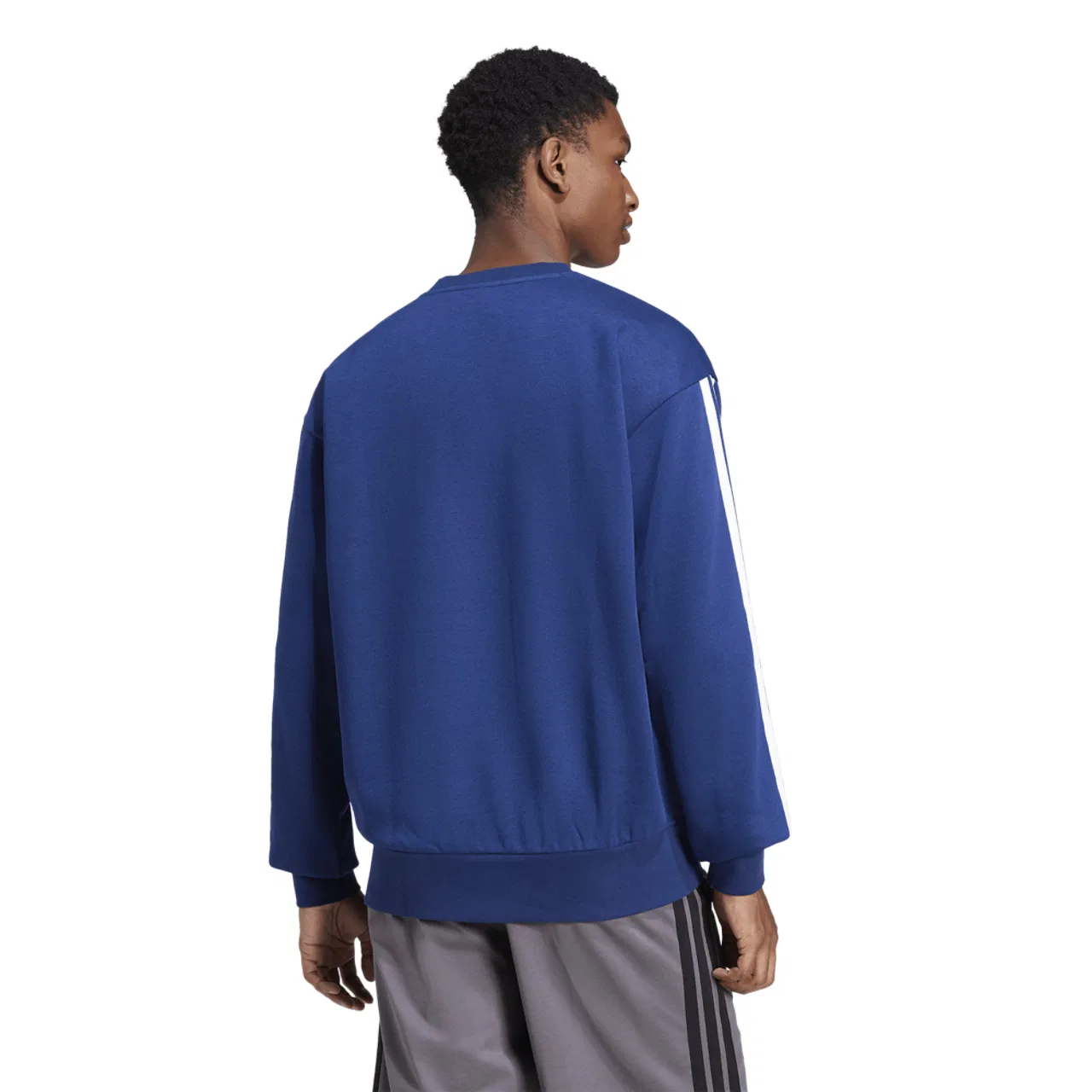 Мужской свитшот Essentials 3-Stripes Fleece Adidas, цвет Dark Blue/White — фото 2