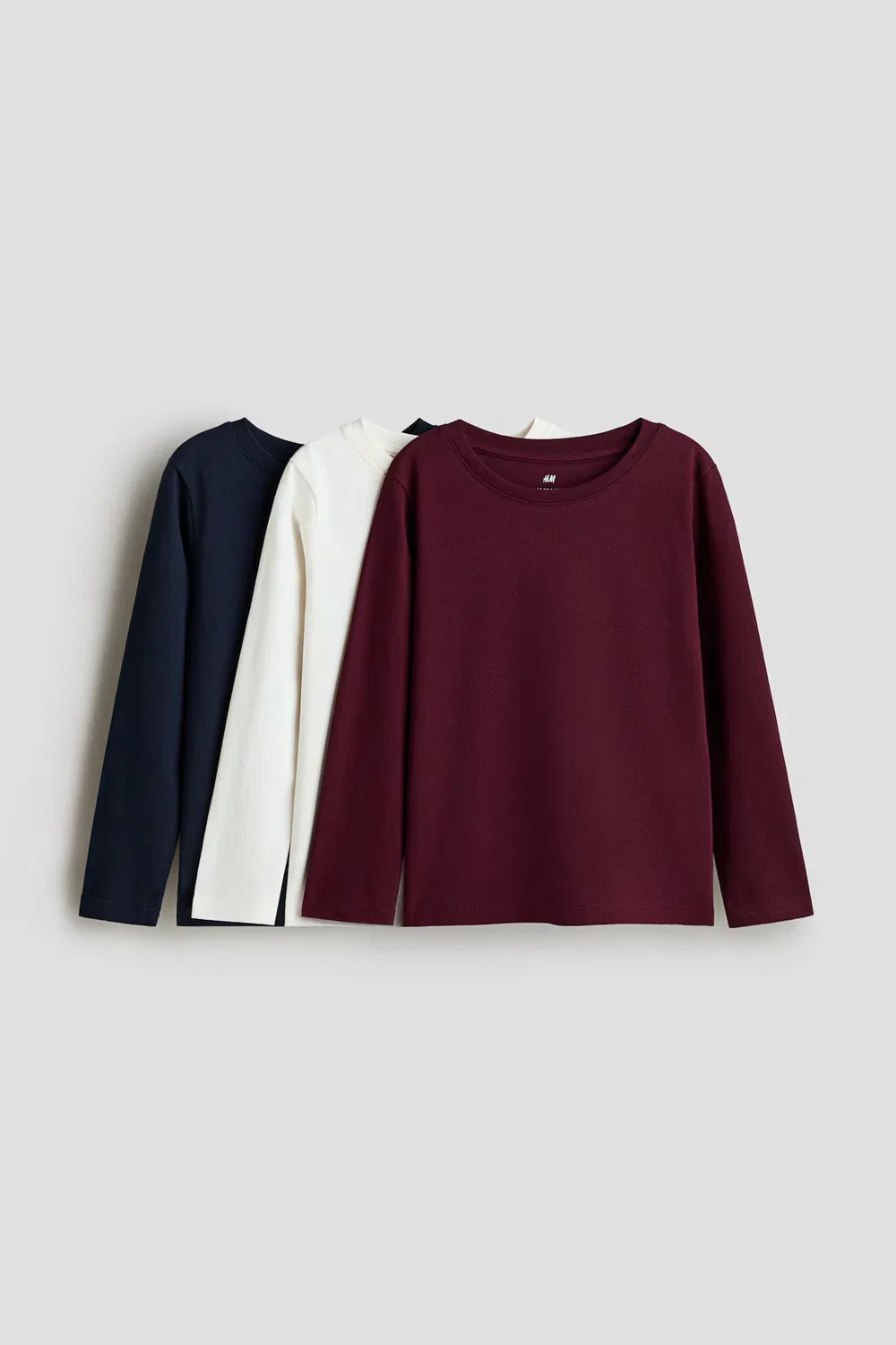 3 хлопковые рубашки в упаковке H&M, Marineblau/Creme/Dunkelrot