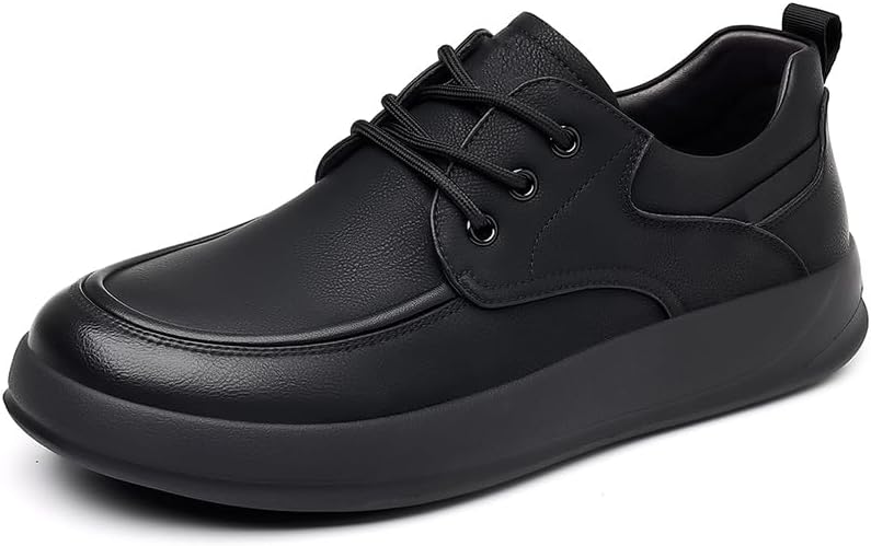 

Модные мужские туфли 2025 года с шнуровкой - повседневная обувь для улицы, противоскользящие, легкие и удобные туфли Sfwarmart, черный