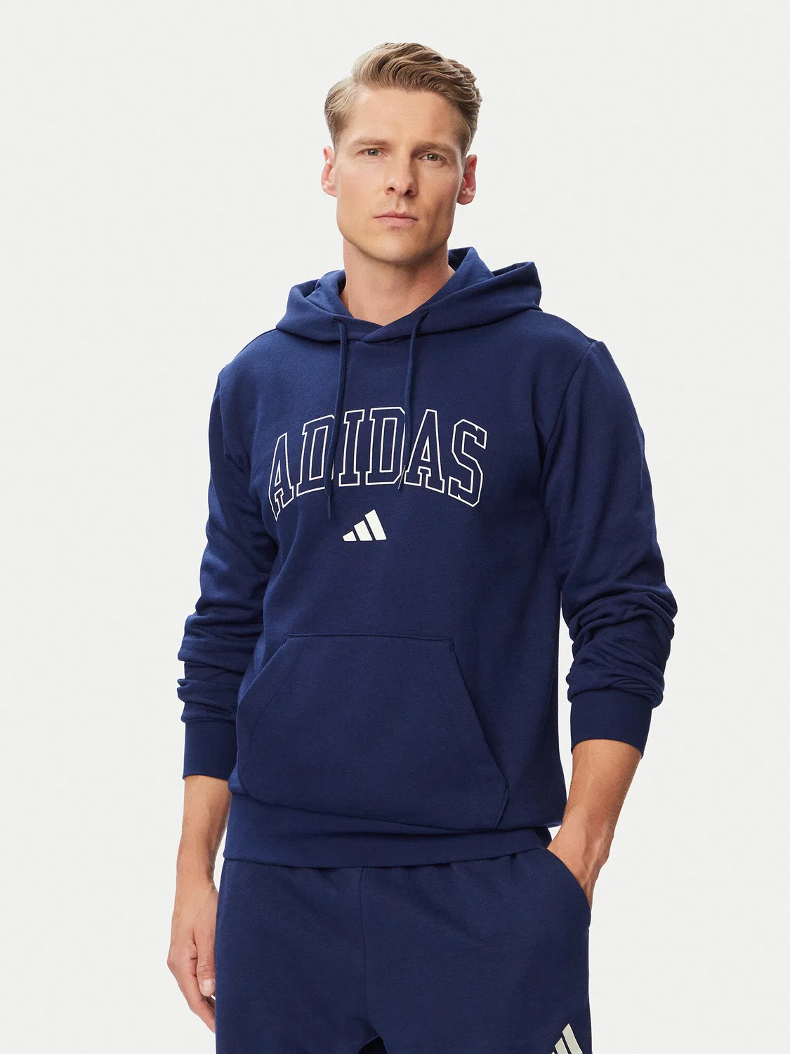 Мужская толстовка стандартного кроя Collegiate Script Graphic Hoodie Adidas, синий