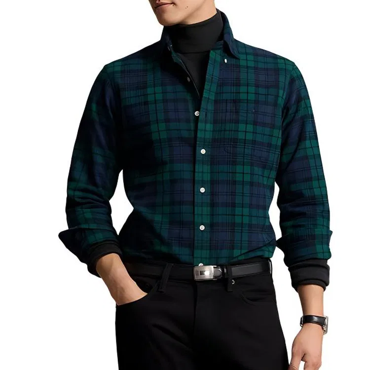 Мужская рубашка классическая Polo Ralph Lauren, Dark Blue Green Multicolor — фото 4