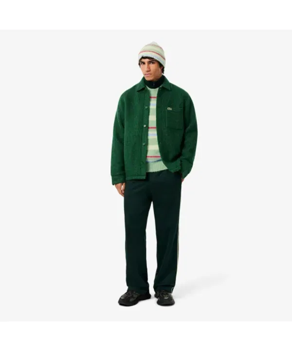Свитер мужской свободный в полоску Lacoste, хаки — фото 4