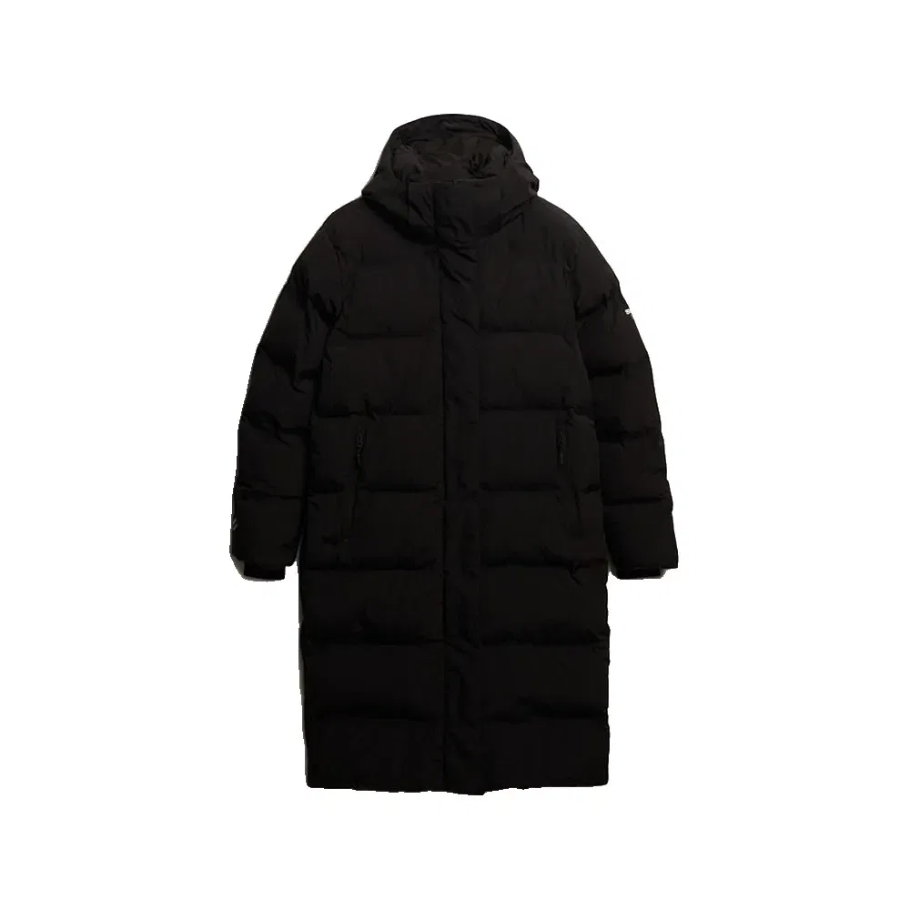 Женское удлиненное стеганое пальто-пуховик Longline Puffer Jacket Superdry, Black