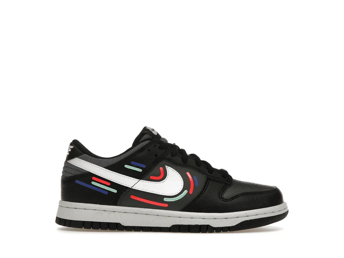 Детские кроссовки Lifestyle с принтом Nike Dunk Low Next Nature Nike, Black/Green Glow/Game Royal/White