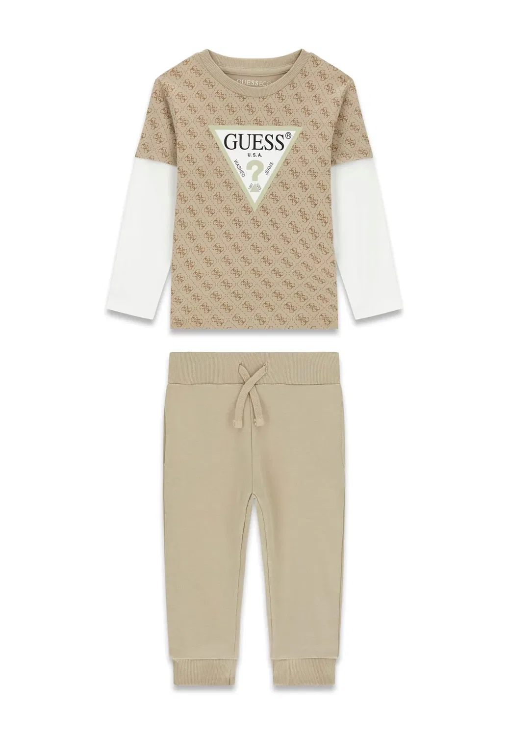 Футболка и комплект чулков - брюки спортивного костюма Guess, Beige — фото 4