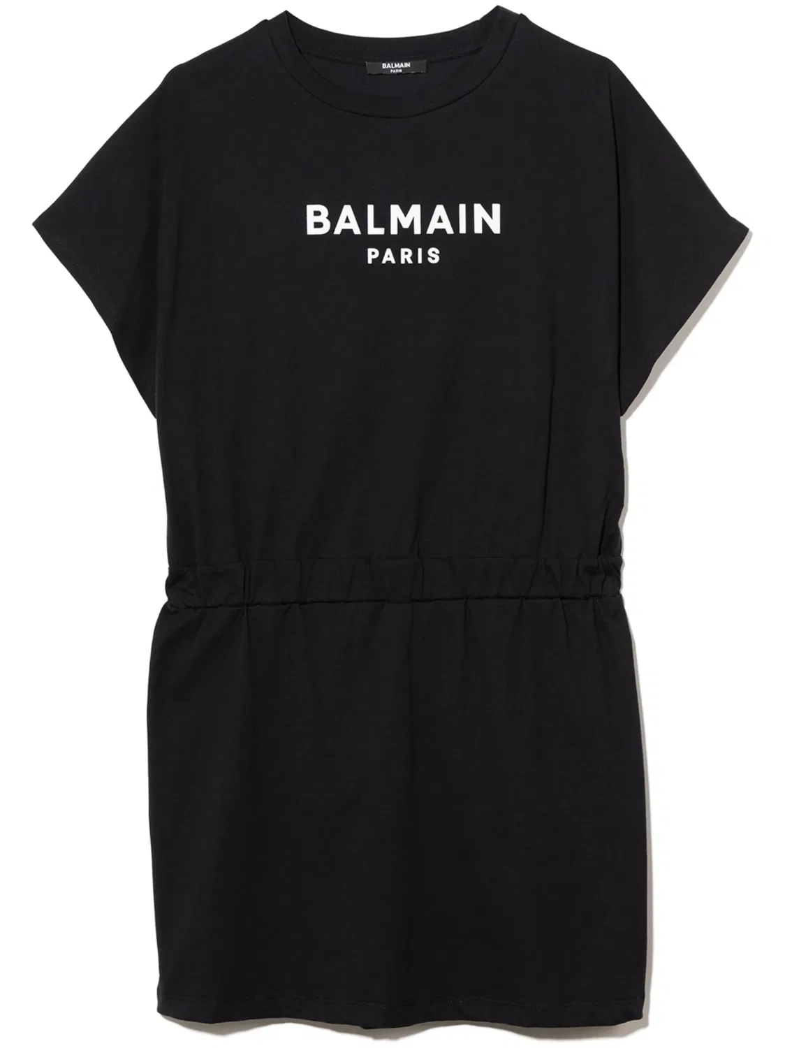 Платье из хлопка с логотипом Balmain, черный