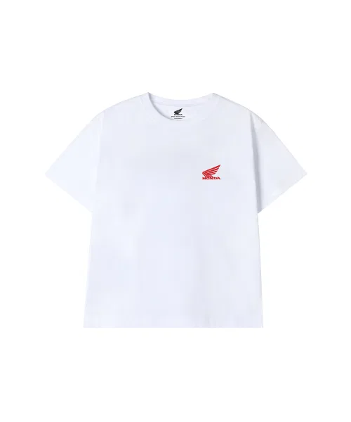 Детская футболка с коротким рукавом с принтом Original Small Wing Logo PHYPS MOTORCYCLE, White — фото 2