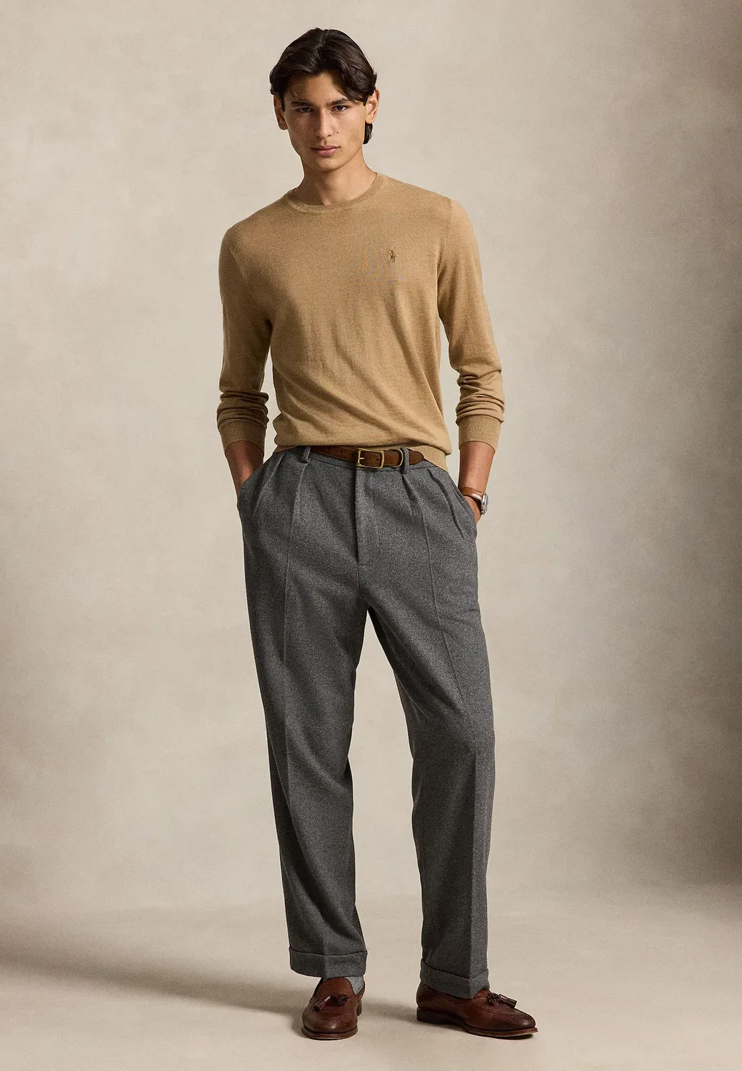 Шерстяной свитер с круглым вырезом, который можно стирать Polo Ralph Lauren, Jicama Brown Heather — фото 2