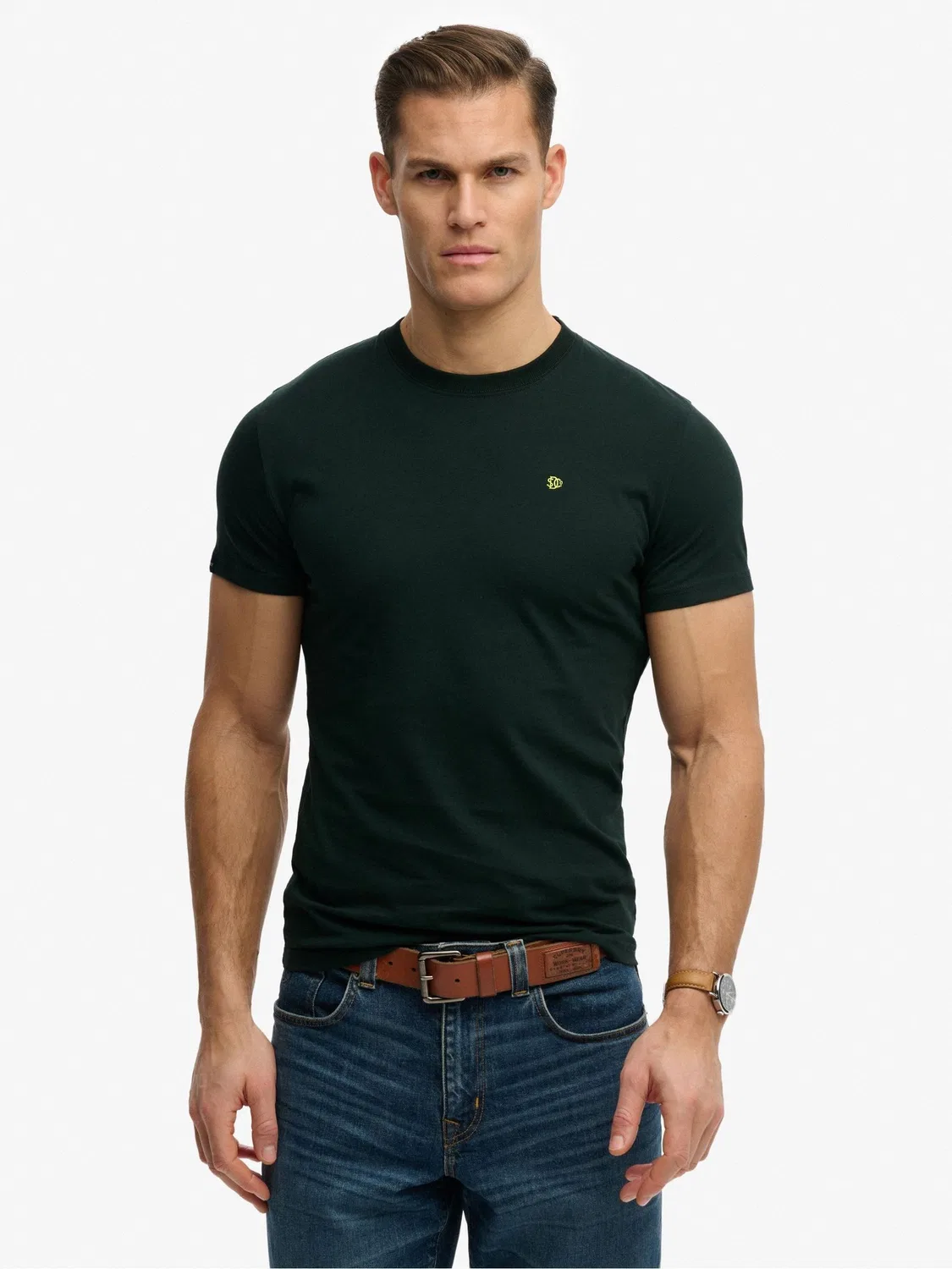 Футболка с вышитым логотипом Superdry Essential, зеленая — фото 2