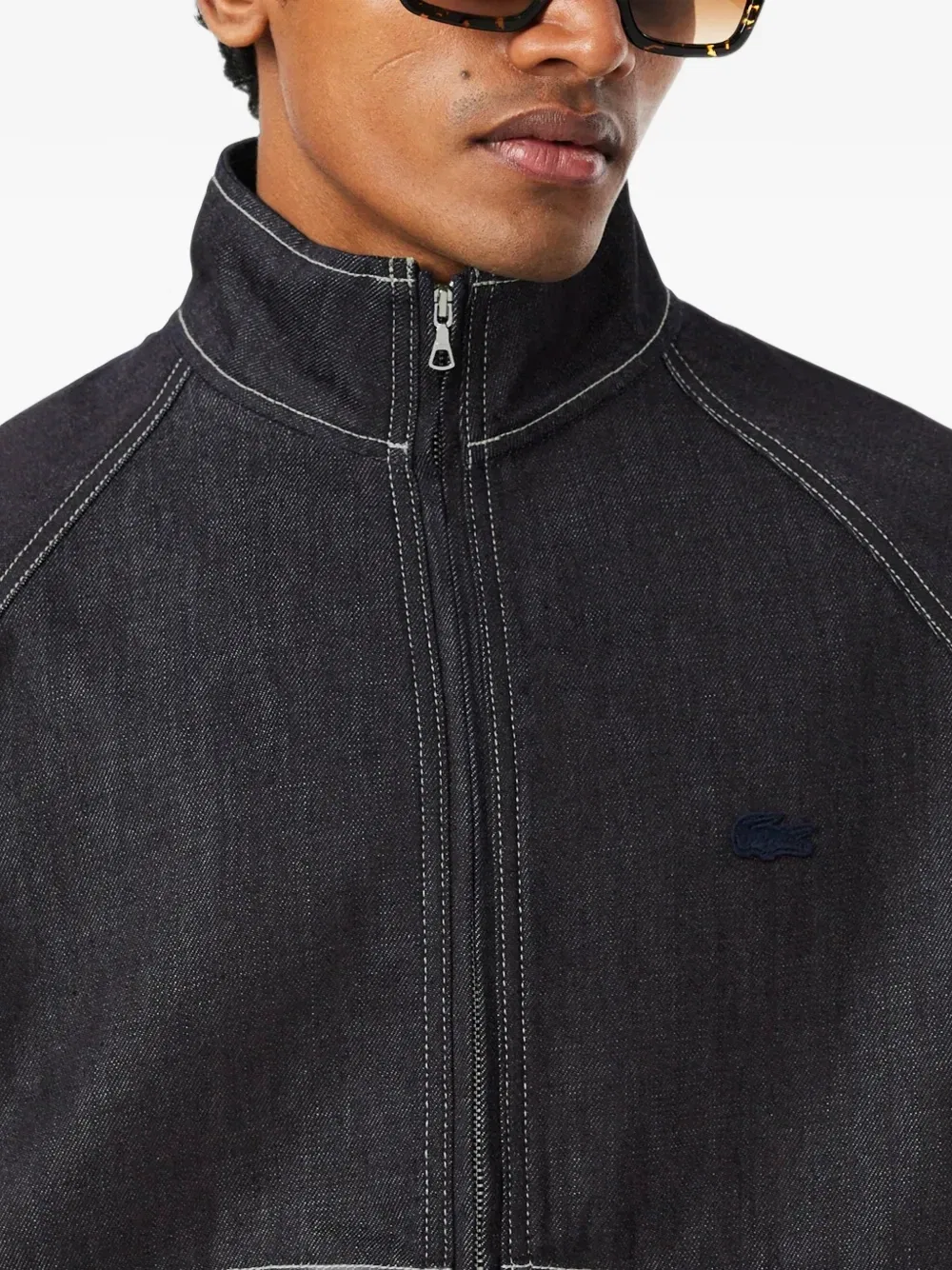 Джинсовая куртка с контрастной строчкой Lacoste, синий — фото 4