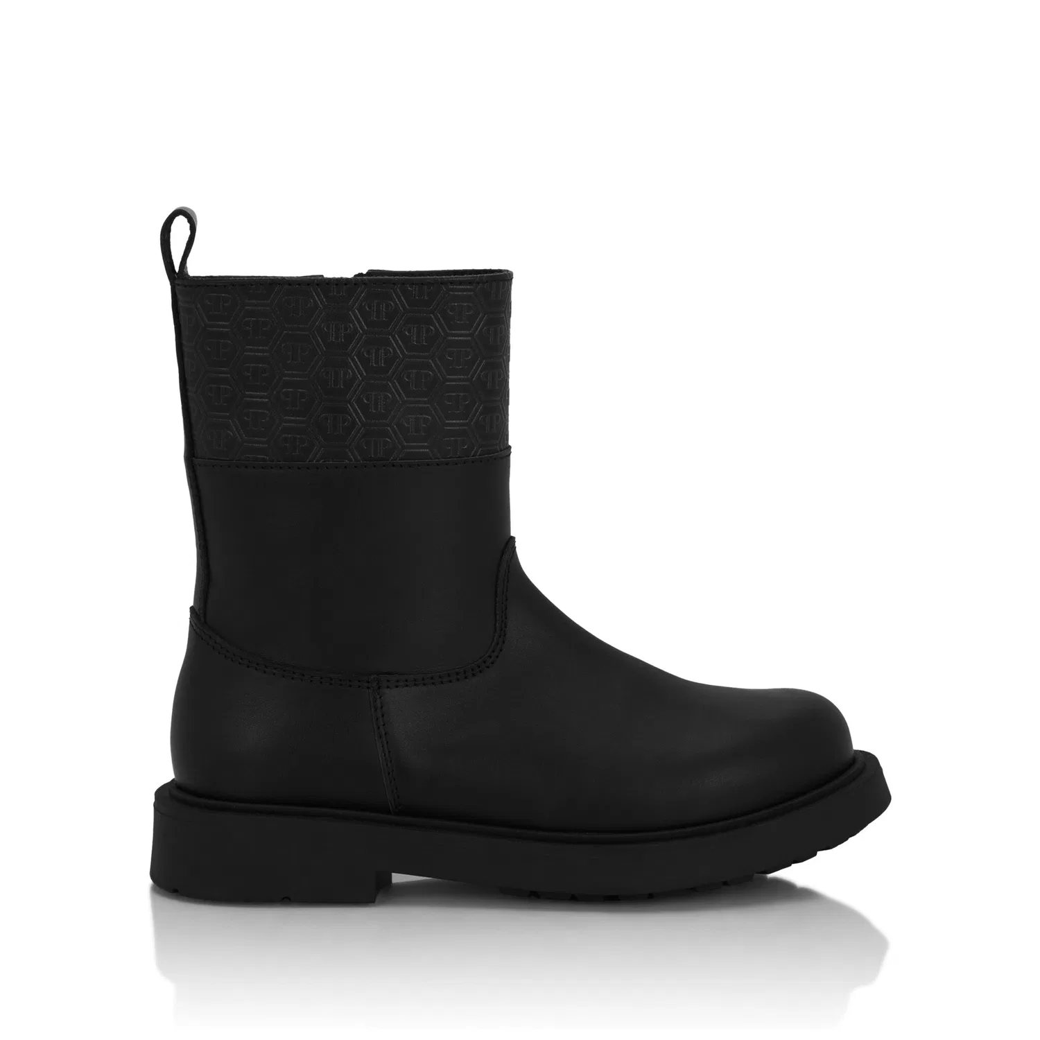 Детские кожаные низкие ботинки Monogram Philipp Plein, Black