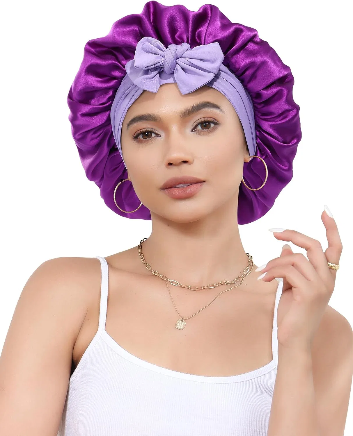 Шапочка для душа 100% Mulberry Silk, Double Layer, CHLINS, Wisteria + Purple
