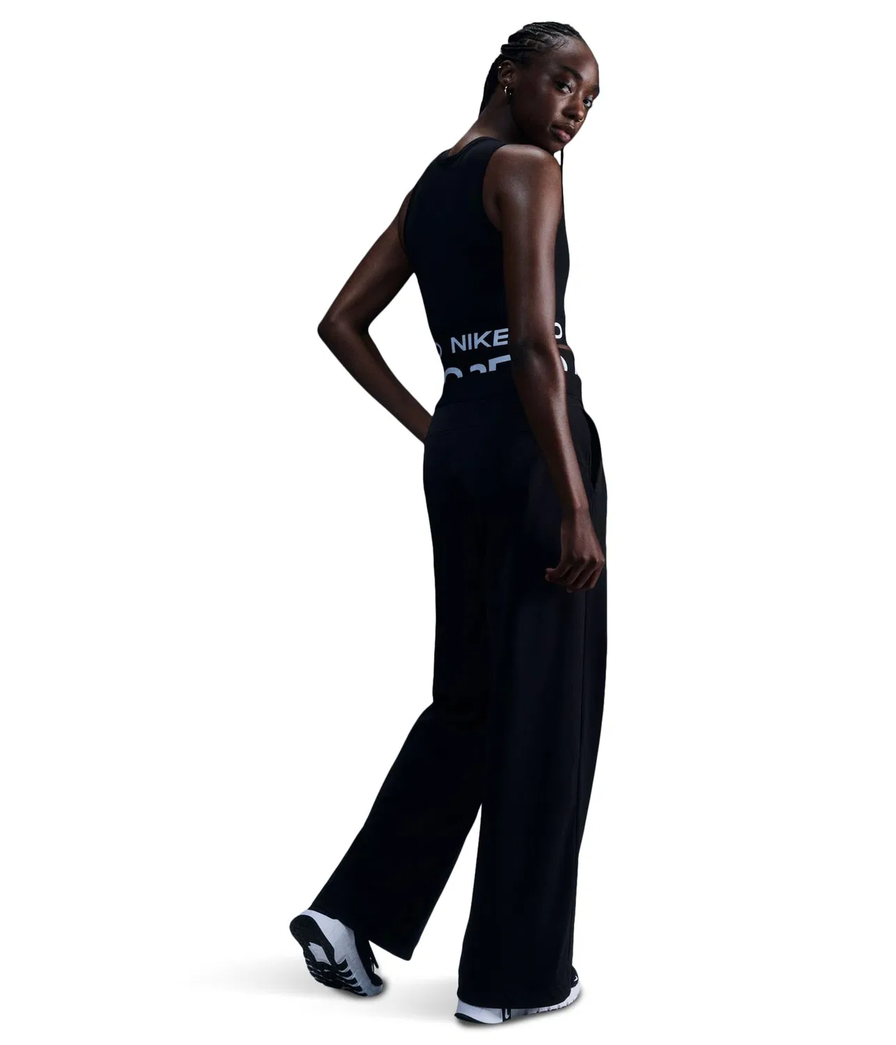 Укороченная майка Pro Dri-FIT Nike, Black/White — фото 3