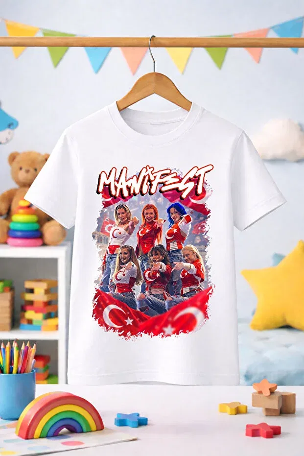 Детская футболка для девочек с принтом Manifest Turkey Pattern Printed Zeycem Store, White — фото 2