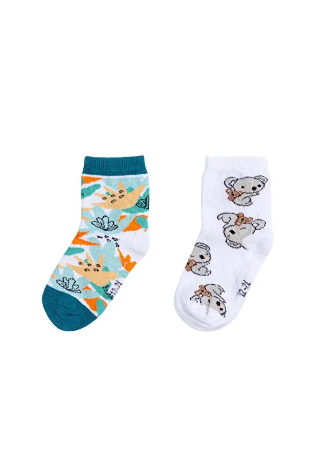 Детские носки для новорожденных с принтом Organic 2-piece baby socks Kidzee, Colored — фото 3