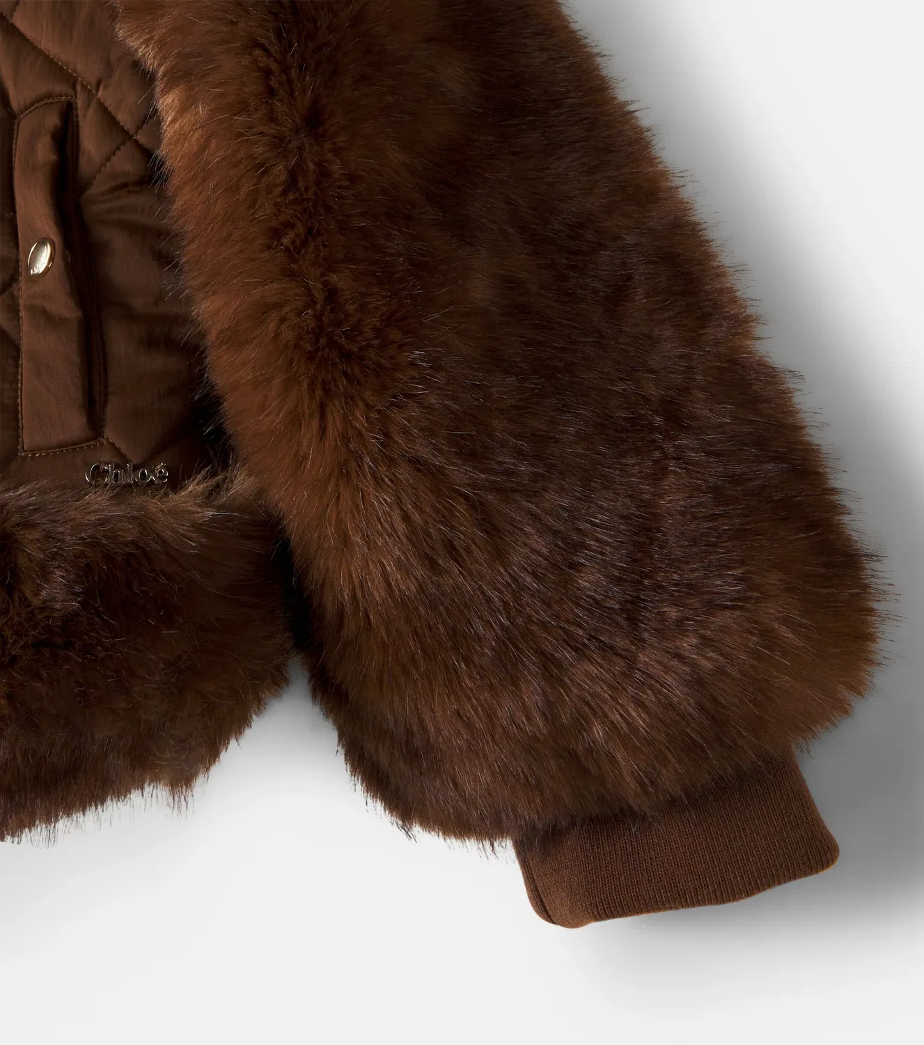 Легкая куртка стеганая Chloé Kids, коричневый — фото 4