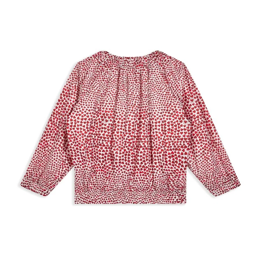 Блуза с принтом Heart-Print Kids Crew Neck Blouse Stella McCartney, Ivory Red — фото 2