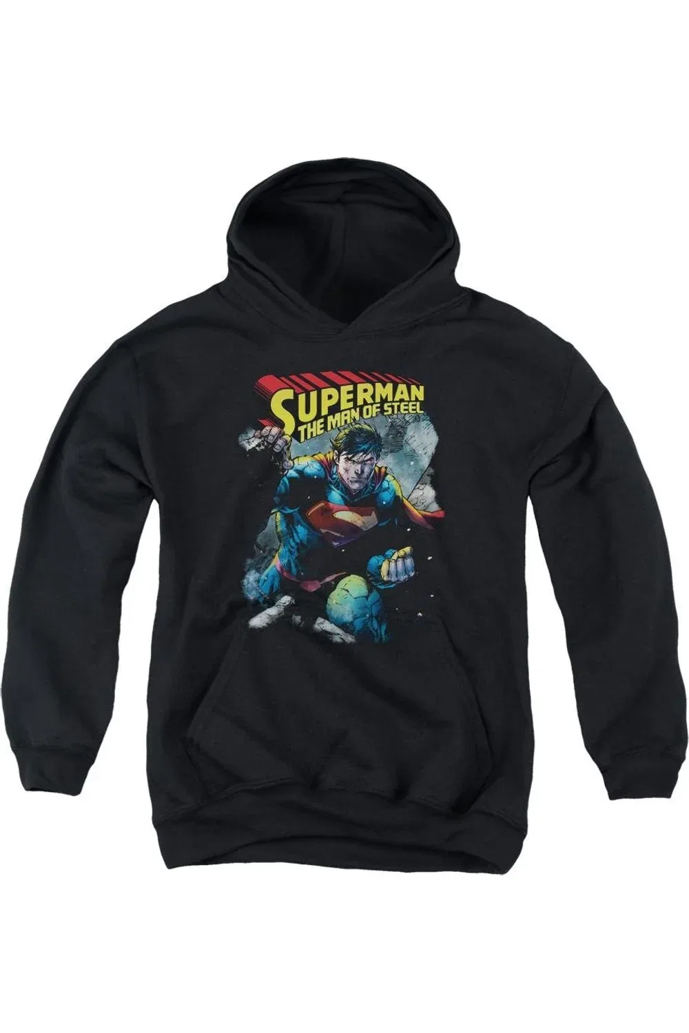 Детское худи для мальчиков с принтом Superman Through The Rubble Gildan, черный