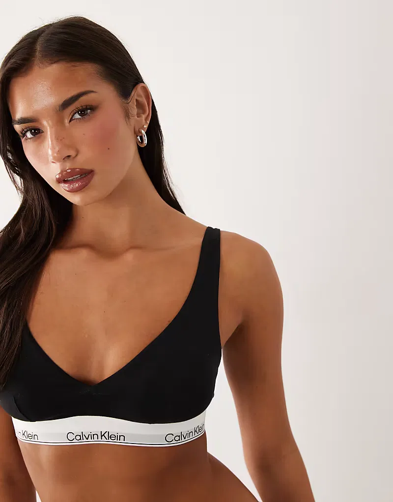 Бюстгальтер-треугольник Calvin Klein Icon Cotton Modal с эффектом пуш-ап, черный — фото 3