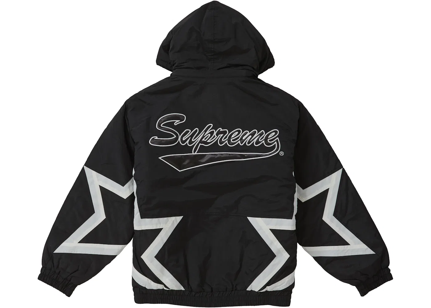 Мужская стеганая куртка с принтом Supreme Stars Puffy Jacket, черный — фото 3