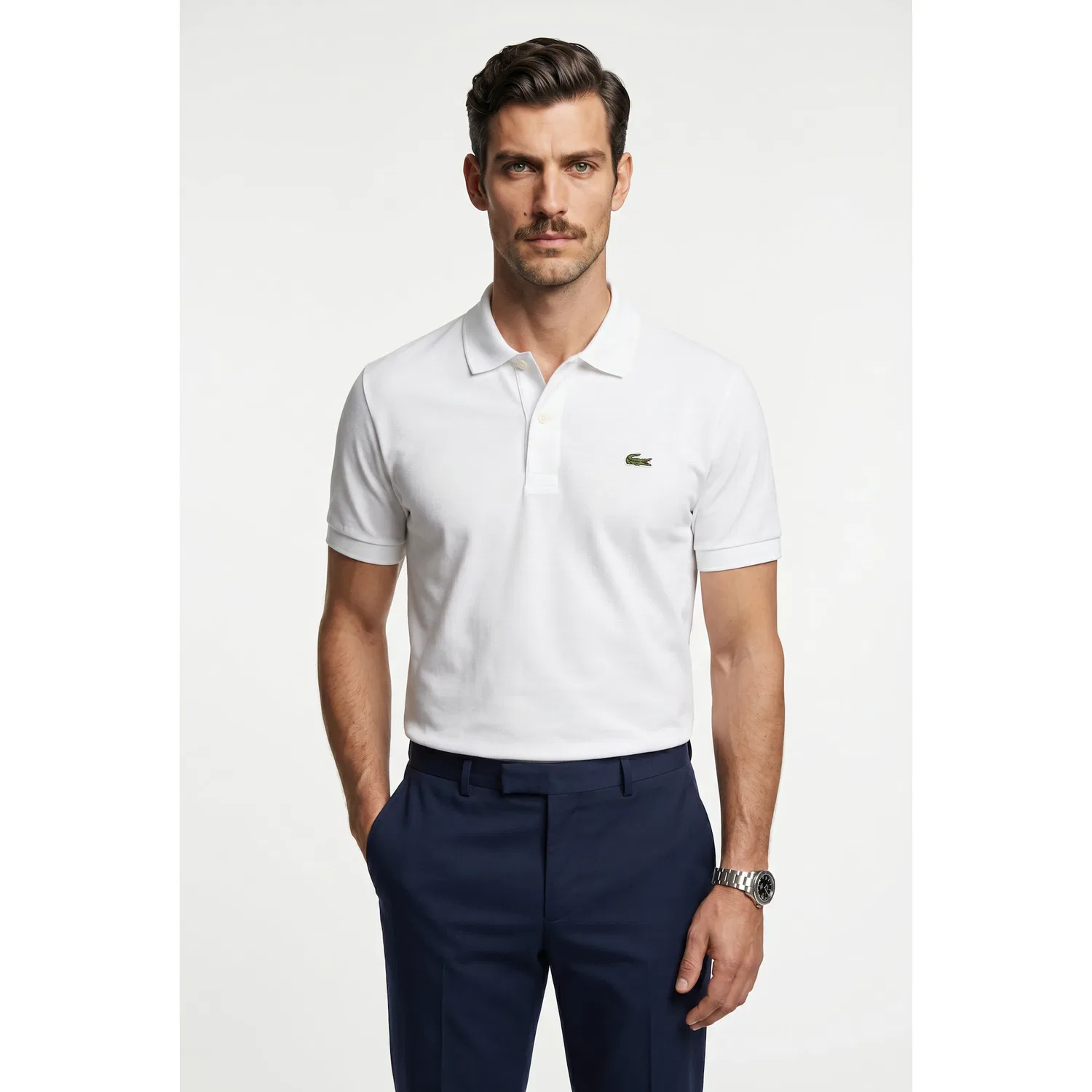 Мужское поло с двумя пуговицами Lacoste, White