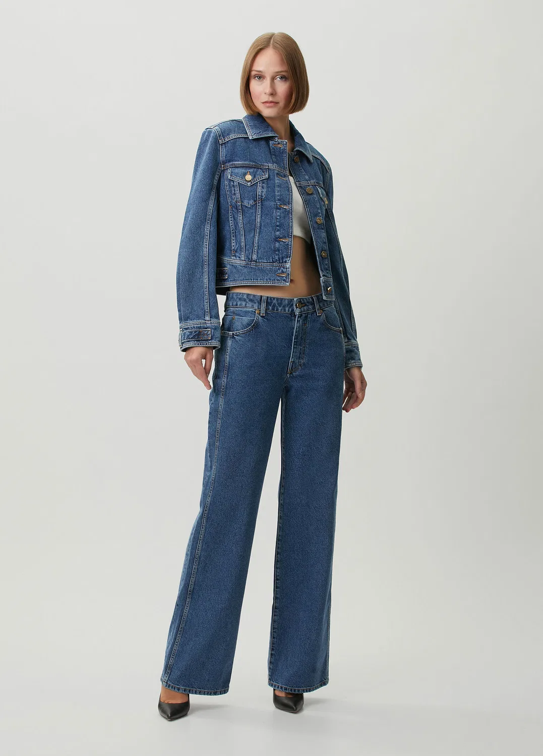 Джинсы широкие Balmain, синие