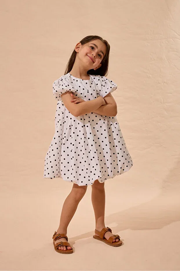 Детское платье для девочек с принтом Fahhar Kids, Black Polka Dot — фото 4