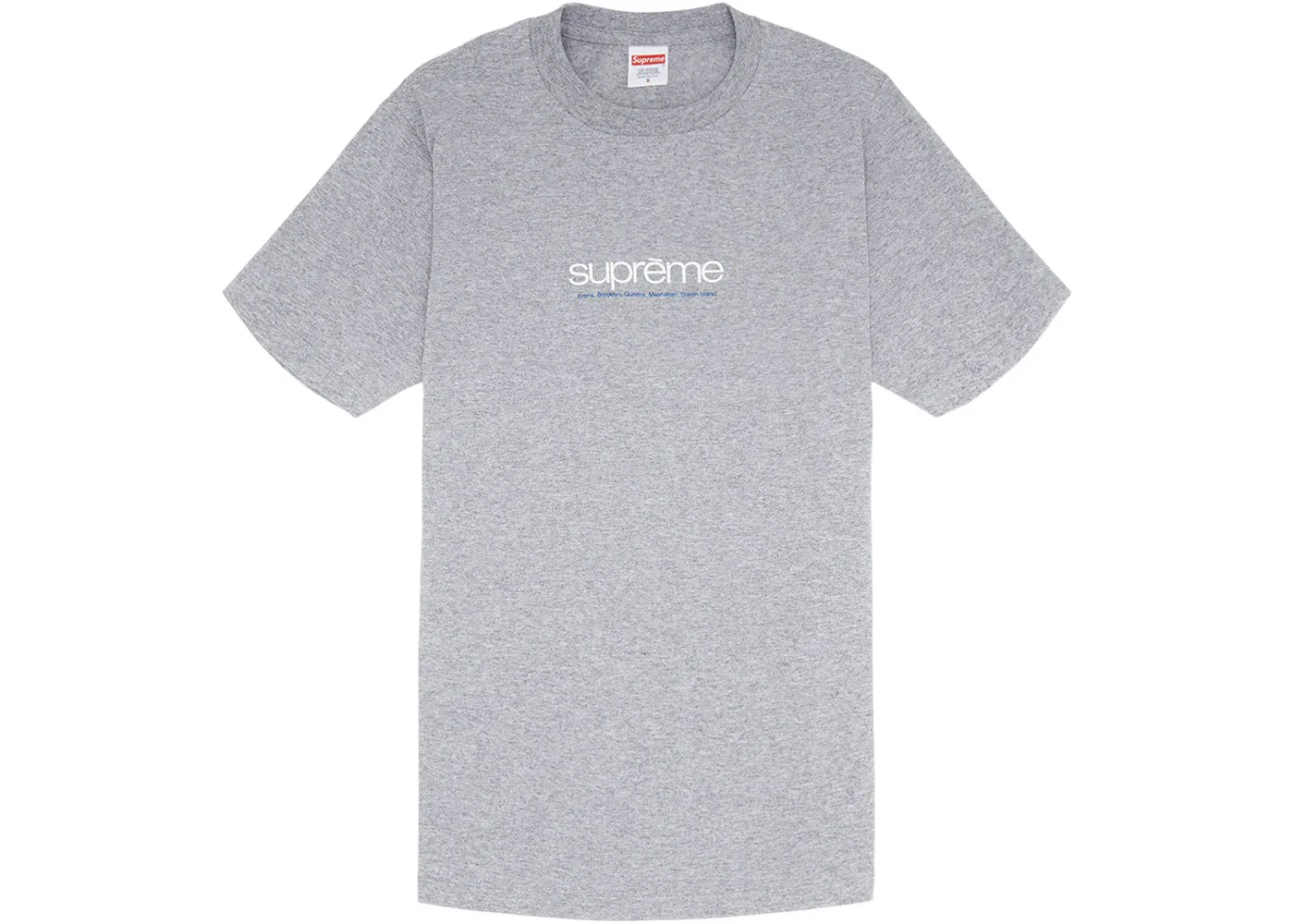 Мужская футболка с принтом Supreme Five Boroughs Tee, Heather Grey