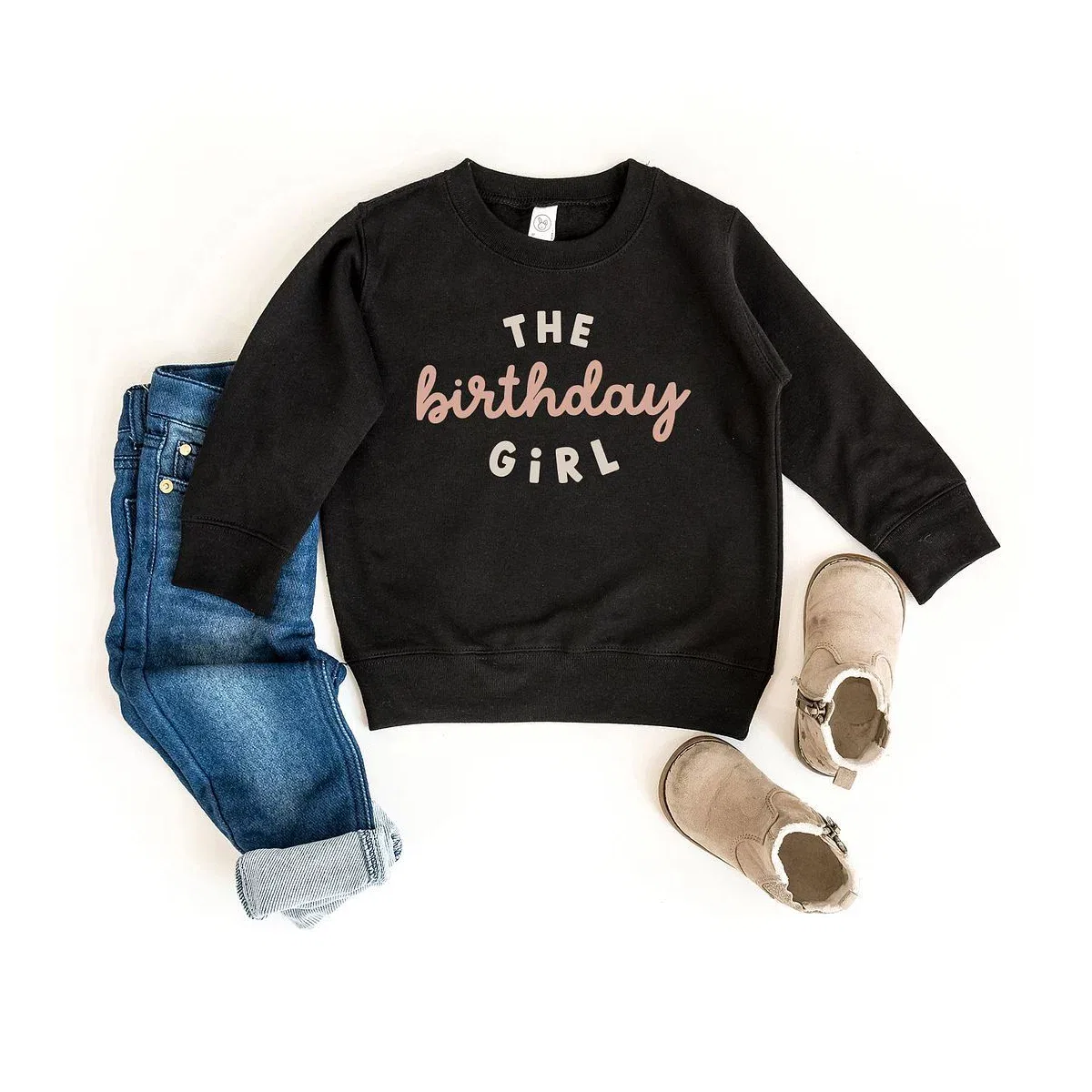 Детский свитшот для девочек с принтом The Birthday Girl The Juniper Shop, Black — фото 2