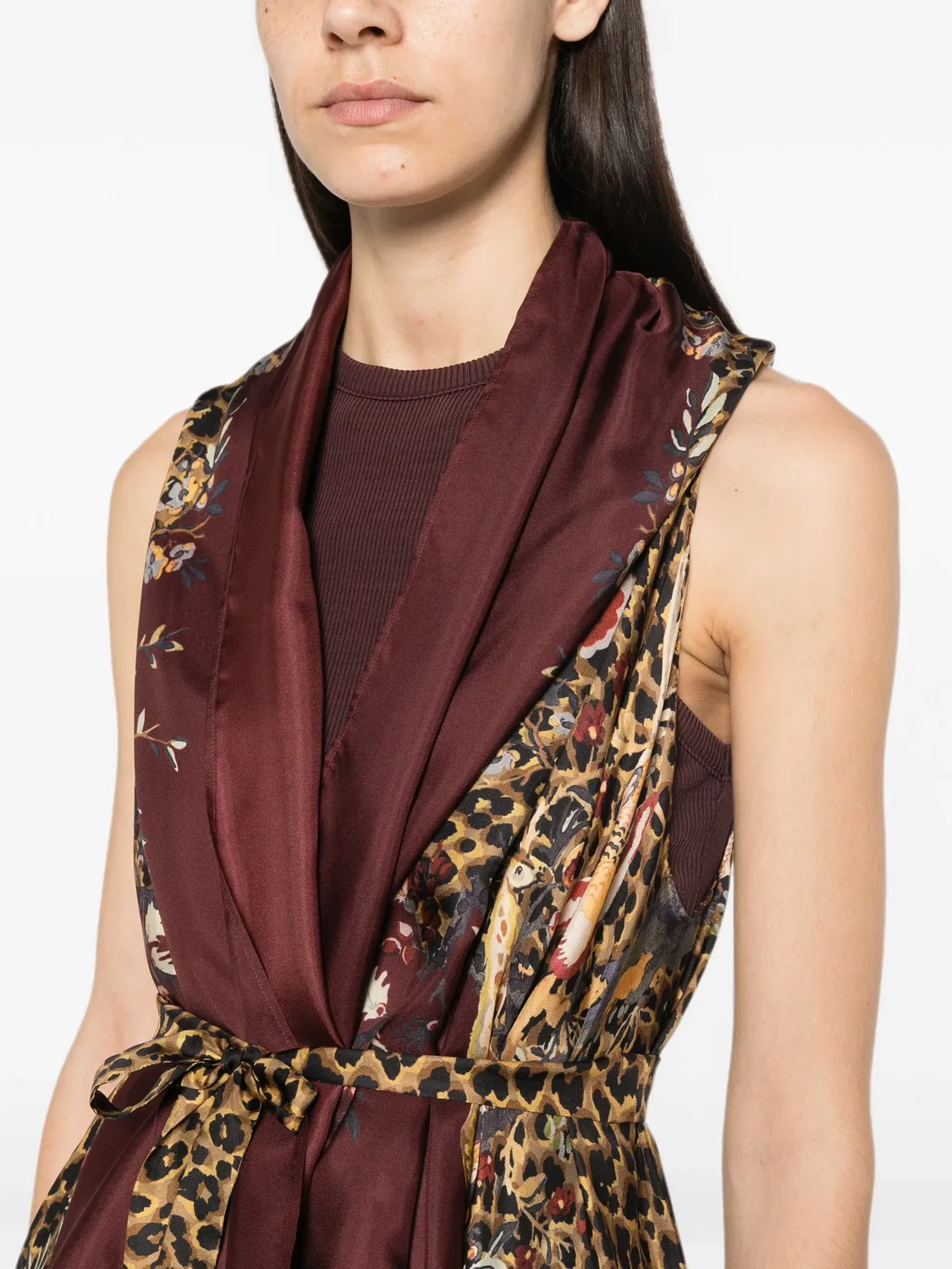 ETRO Жилет из шелка с леопардовым принтом, красный — фото 4