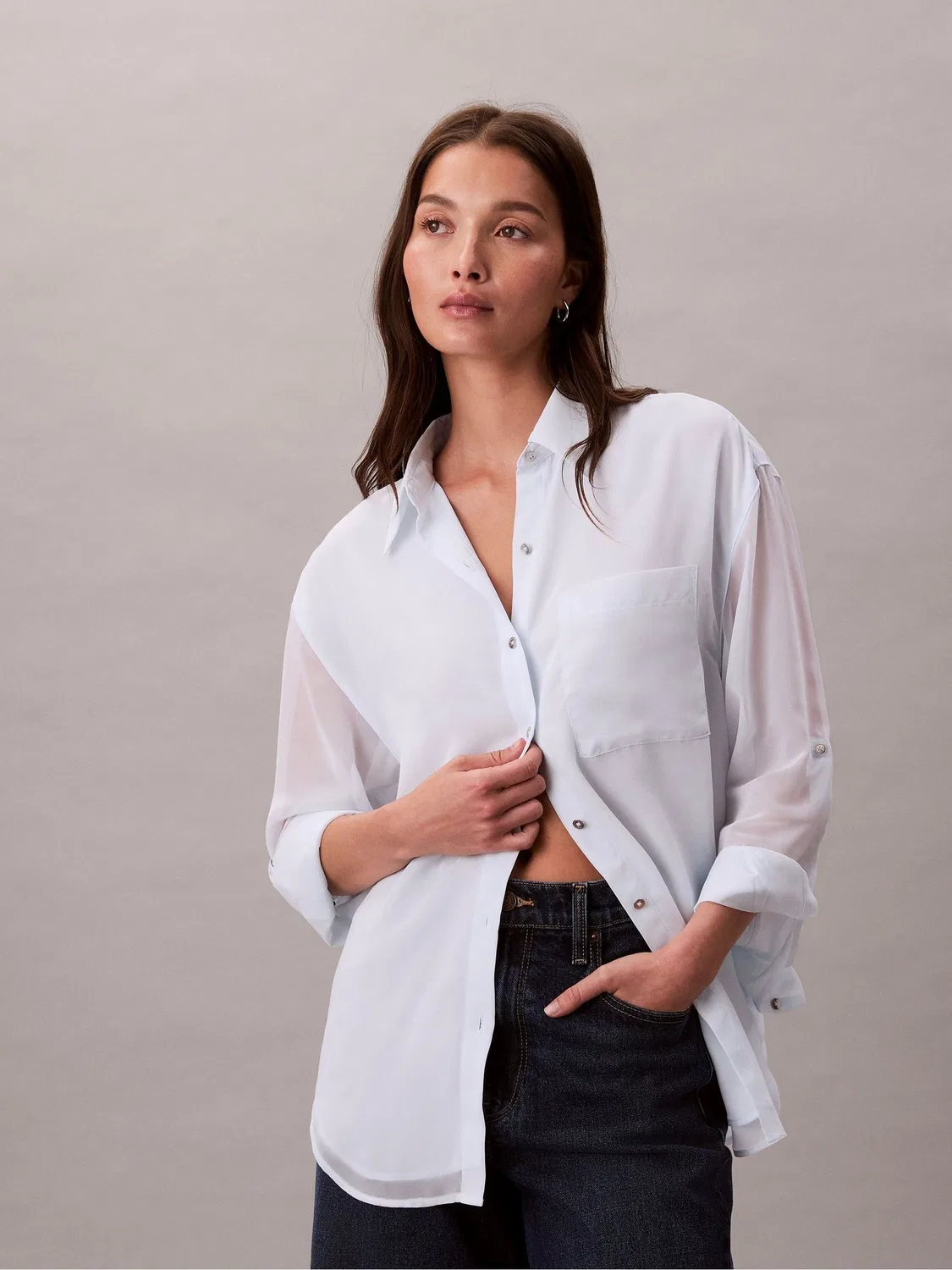 Рубашка утилити Calvin Klein, белая — фото 4