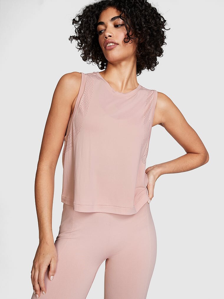 

Топ спортивный Victoria's Secret Pink Seamless Drapey Muscle, розовый