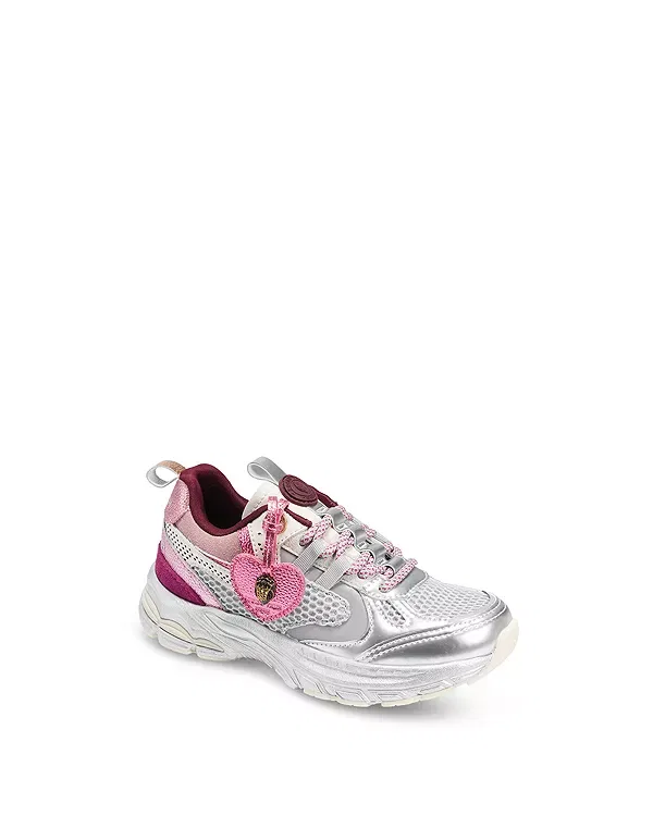 Детские кроссовки для девочек с принтом Kurt Geiger London, Pink/Silver — фото 3
