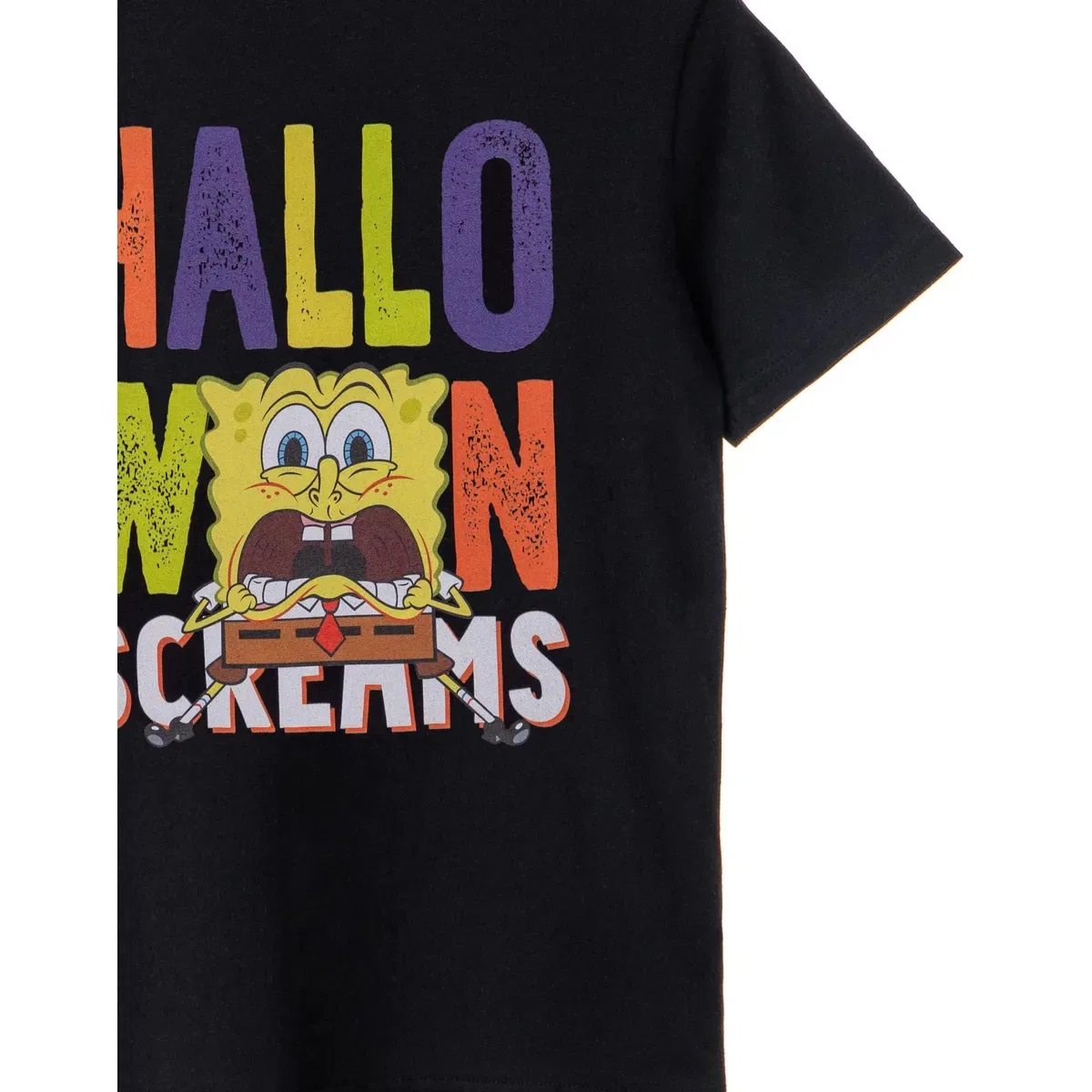 Детская футболка с коротким рукавом Halloween Screams Spongebob Squarepants, Black — фото 4