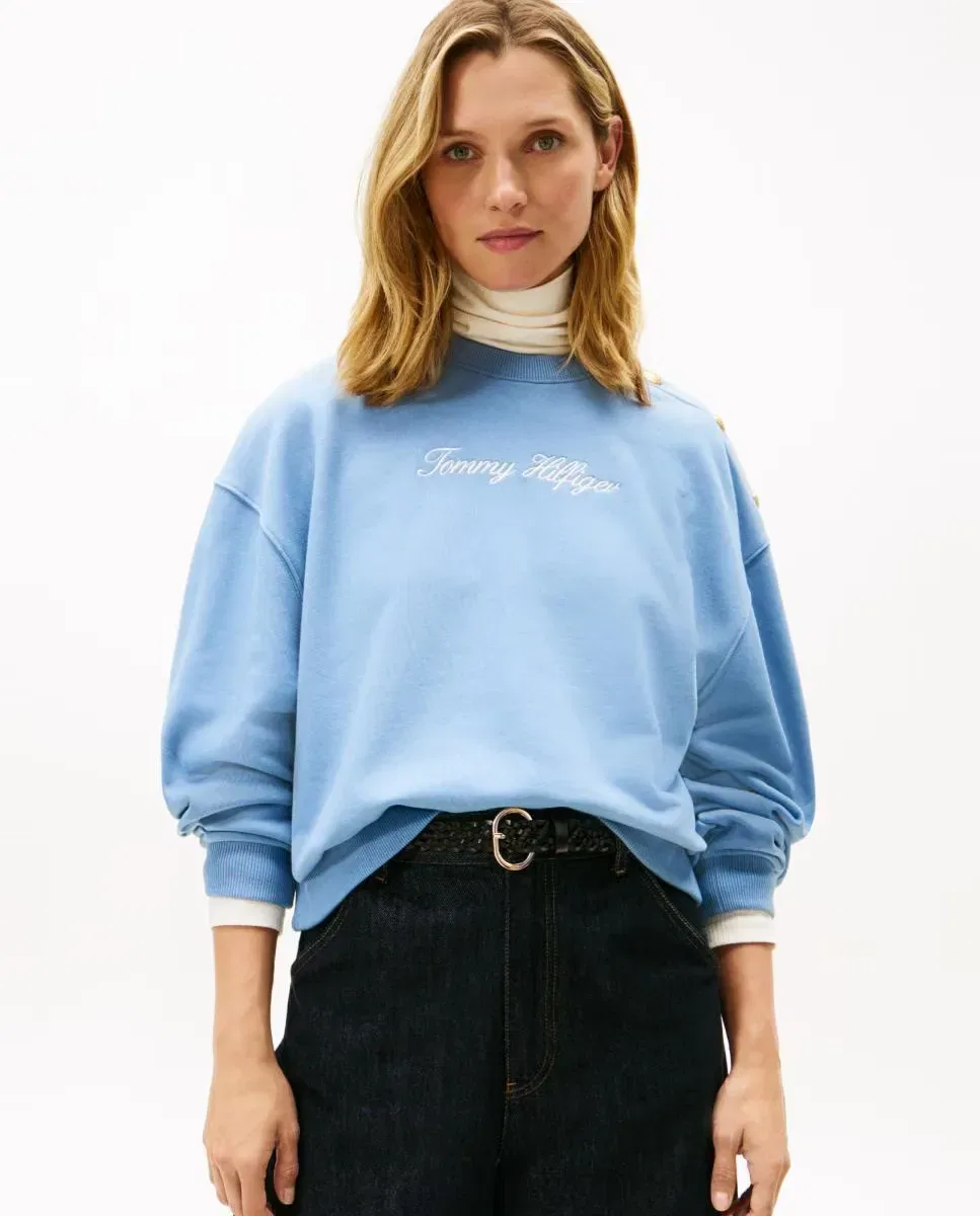 Женский свитшот с вышивкой Gold Botton Tommy Hilfiger, Синий