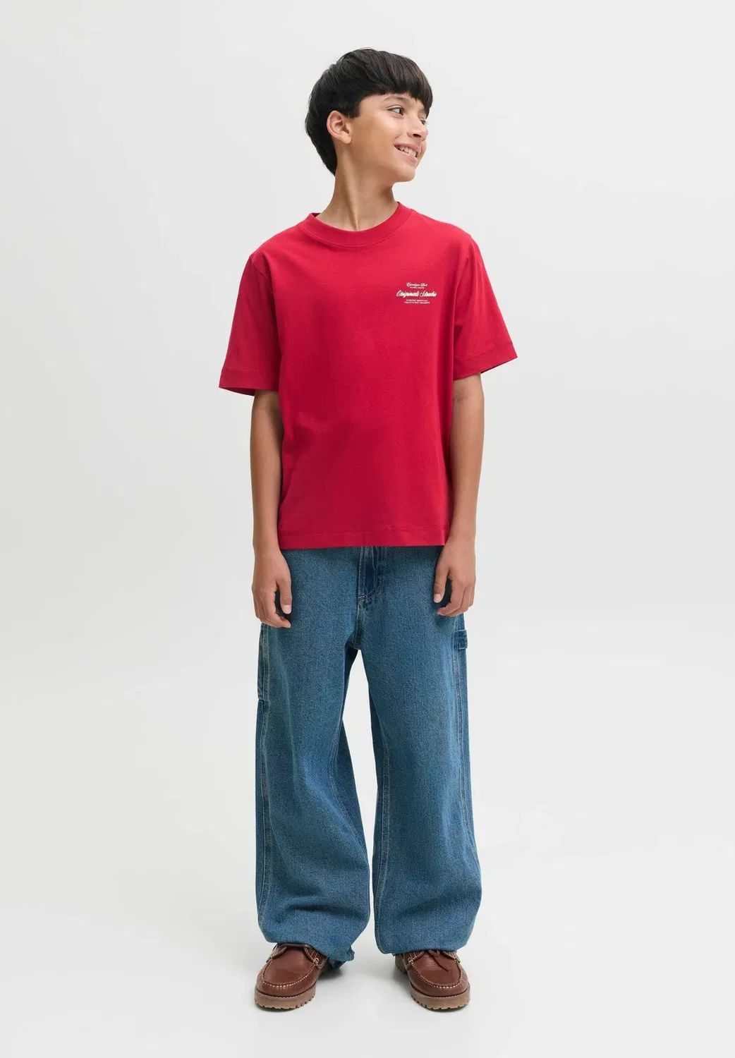Jornorrebro typo tee ss crew neck sn jnr - print t-shirt Jack & Jones Junior, Rio Red