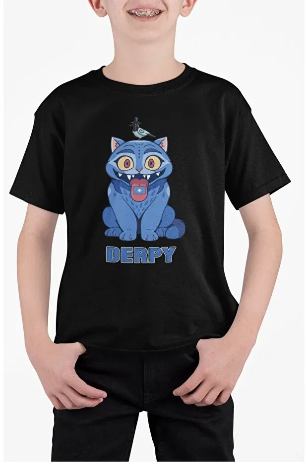 Детская футболка с принтом Derpy Bird Fuddy Moda, Black