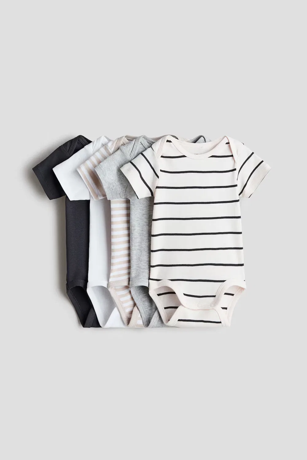 5 хлопковых боди в упаковке H&M, Grau/Gestreift