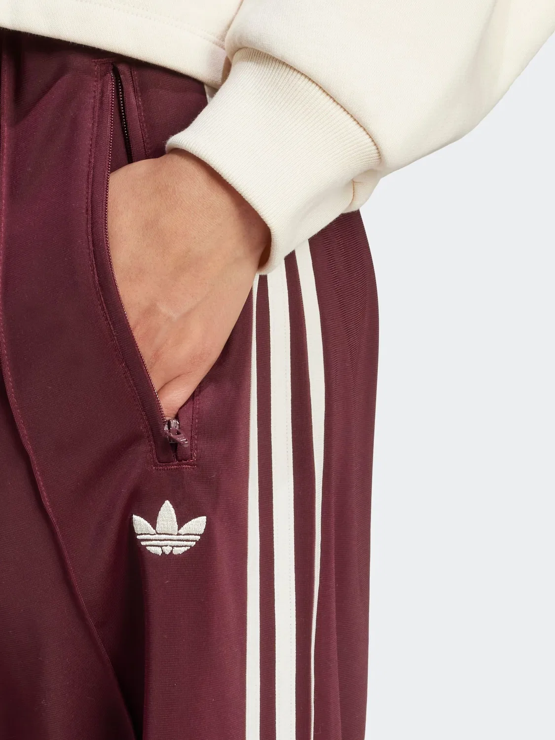 Бордовые/белые свободные спортивные брюки adidas Originals Firebird — фото 4