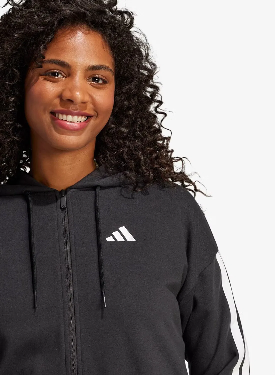 Худи с длинным рукавом 3-Stripes essential french terry Adidas, черный — фото 3
