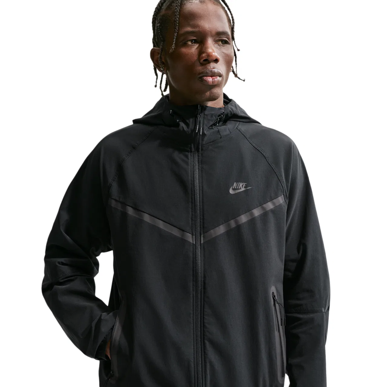Мужская куртка с капюшоном, из нейлона, Nike Tech Windrunner, Nike, Black Black Black