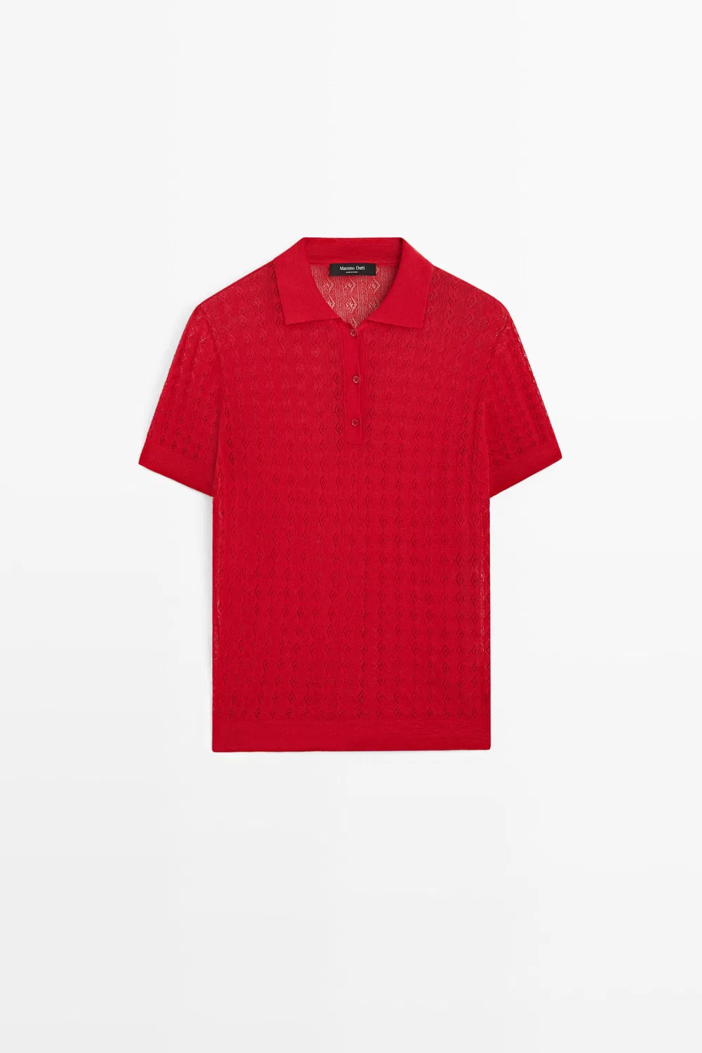 Поло-свитер Massimo Dutti Open-Knit, красный — фото 2